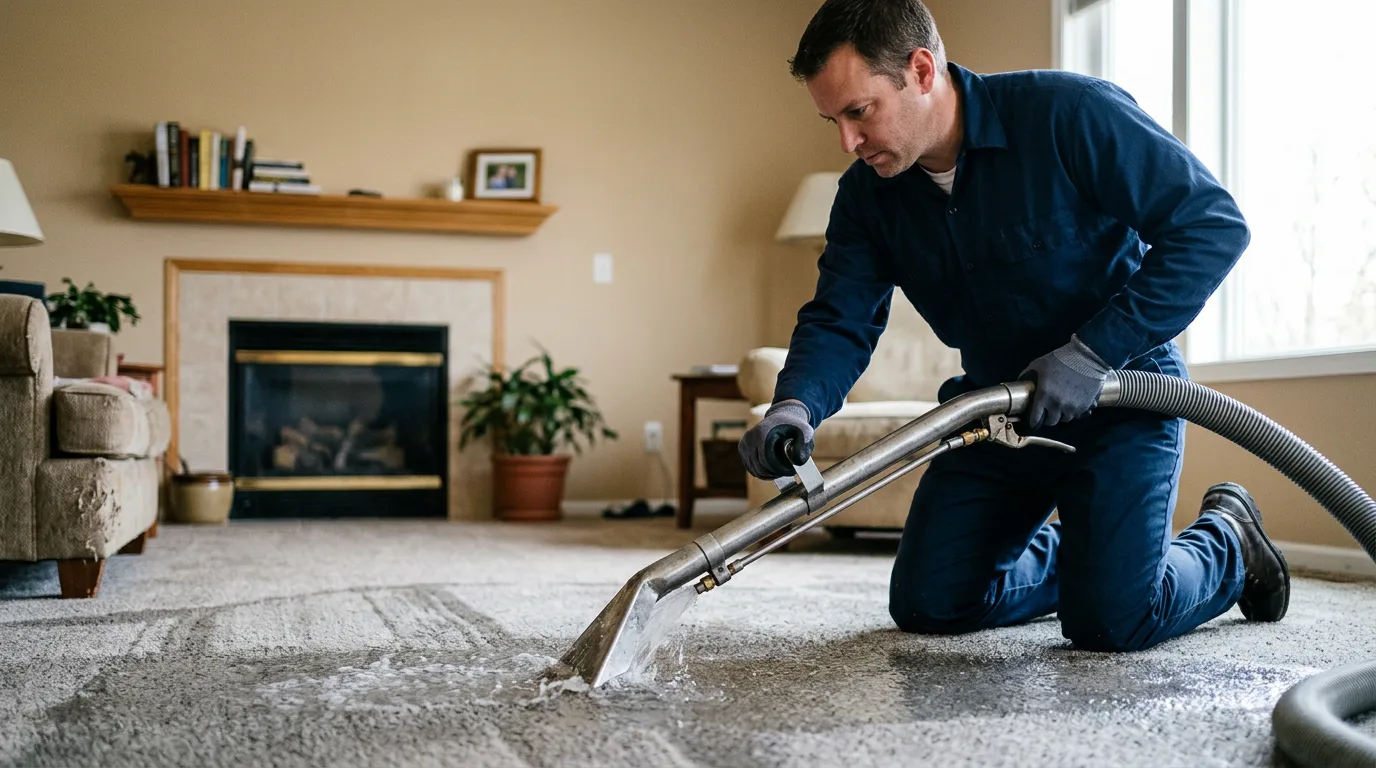 Water damage restoration technician working near Thicket, TX